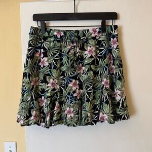 Anthropologie Tropical Mini Skirt - Black, Green, Pink